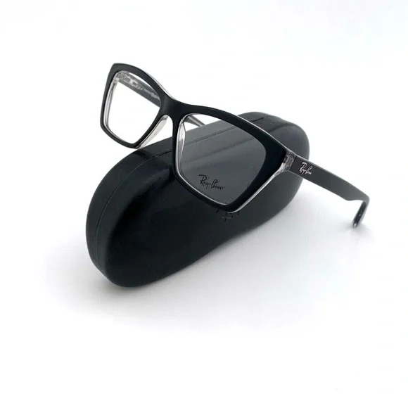New Ray-Ban Frames Black Clear Acetate RB5316 2034 53 16 140 Unisex Eyeglasses - Picture 2 of 9
